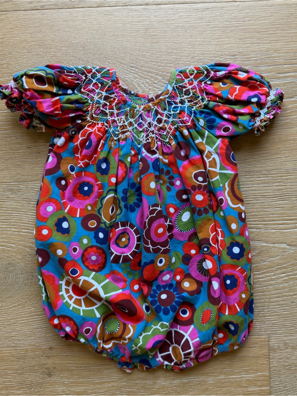 Colorful Floral Bubble Romper with pearl beads- Multicolor